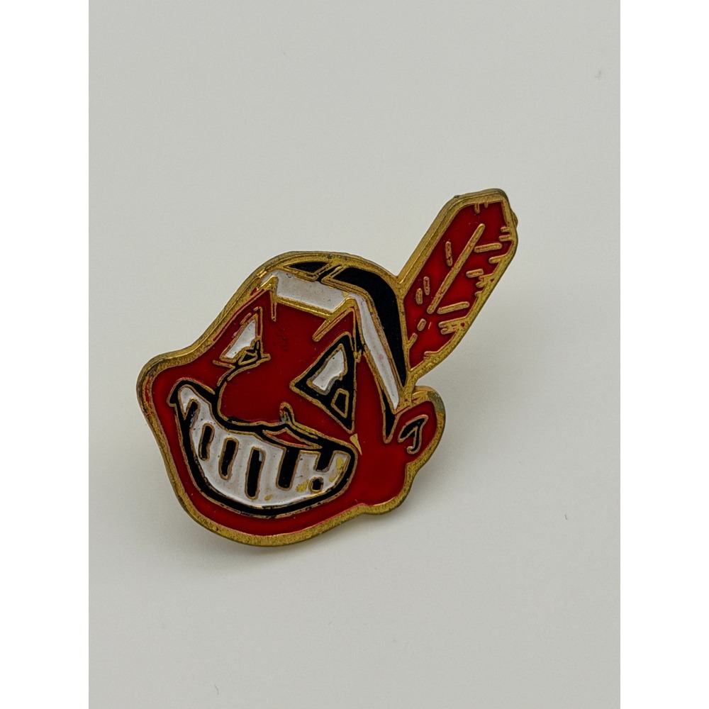 Vintage Cleveland Indians Chief Wahoo Enamel Pin MLB Baseball Logo Red Gold Tone